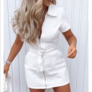White Fox Zip-Up Jean Dress